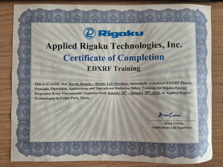 Certified EDXRF-training completed.